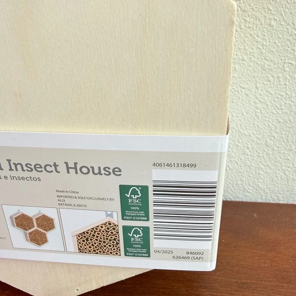 Belavi Bee and Insect House Tan Bamboo Wood Hexagonal Nesting Aid